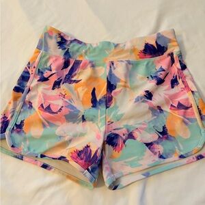 Floral Multi-Color Girls Athletic Shorts